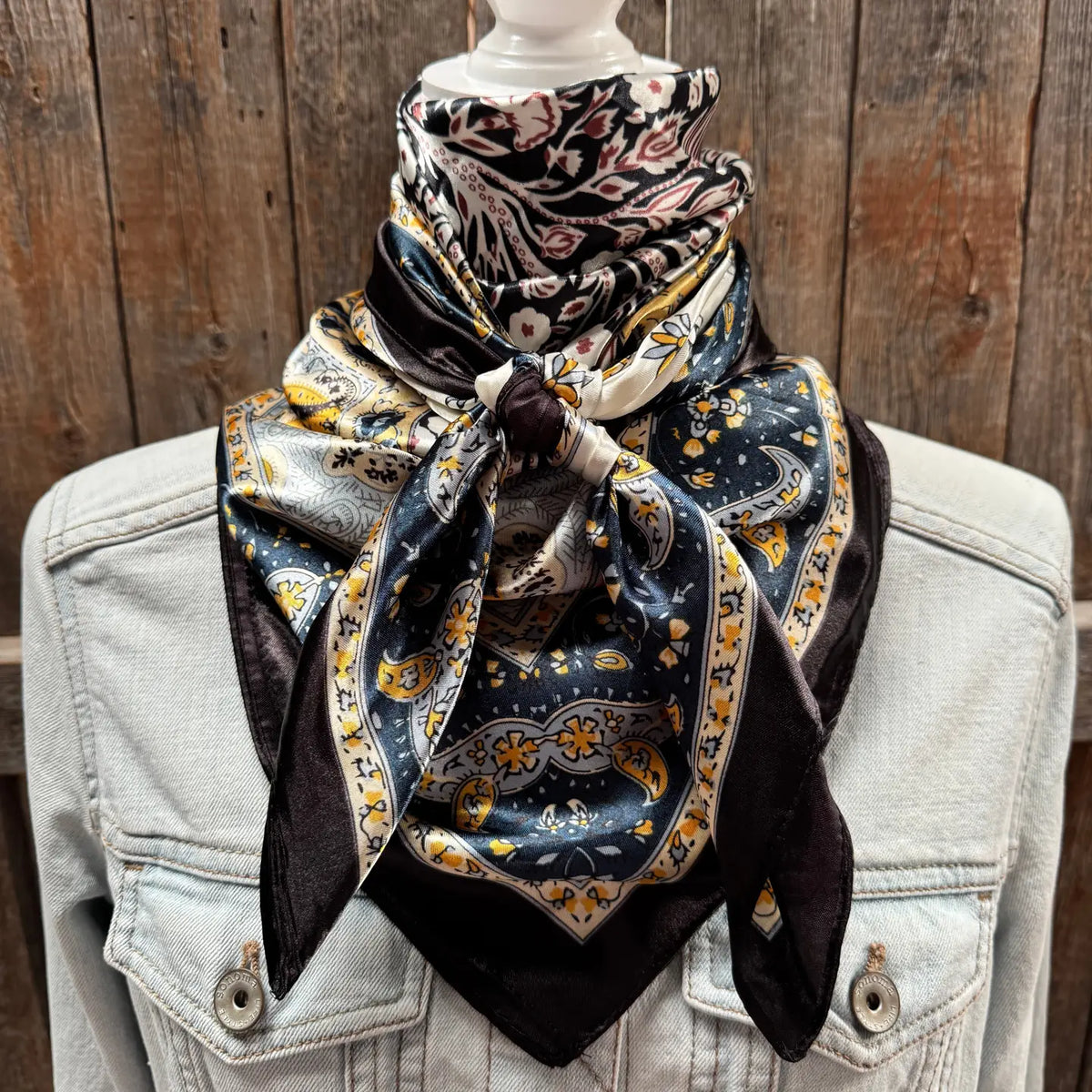 Black, Blue & Gold Floral Wild Rag