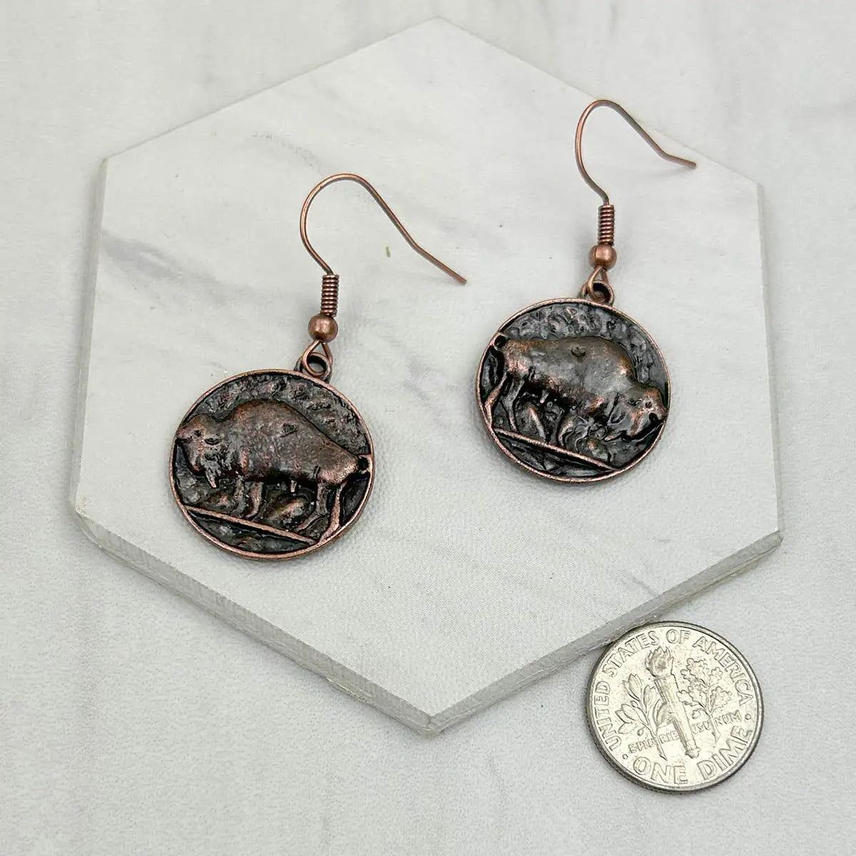 Copper Buffalo Earrings
