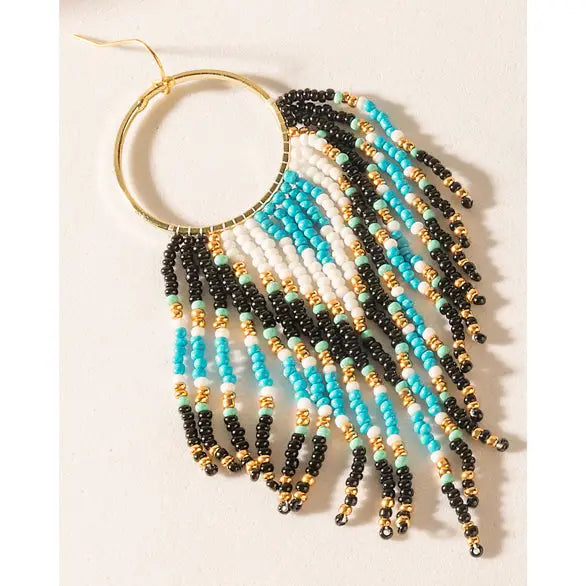 Blue Flare Fringe Earrings