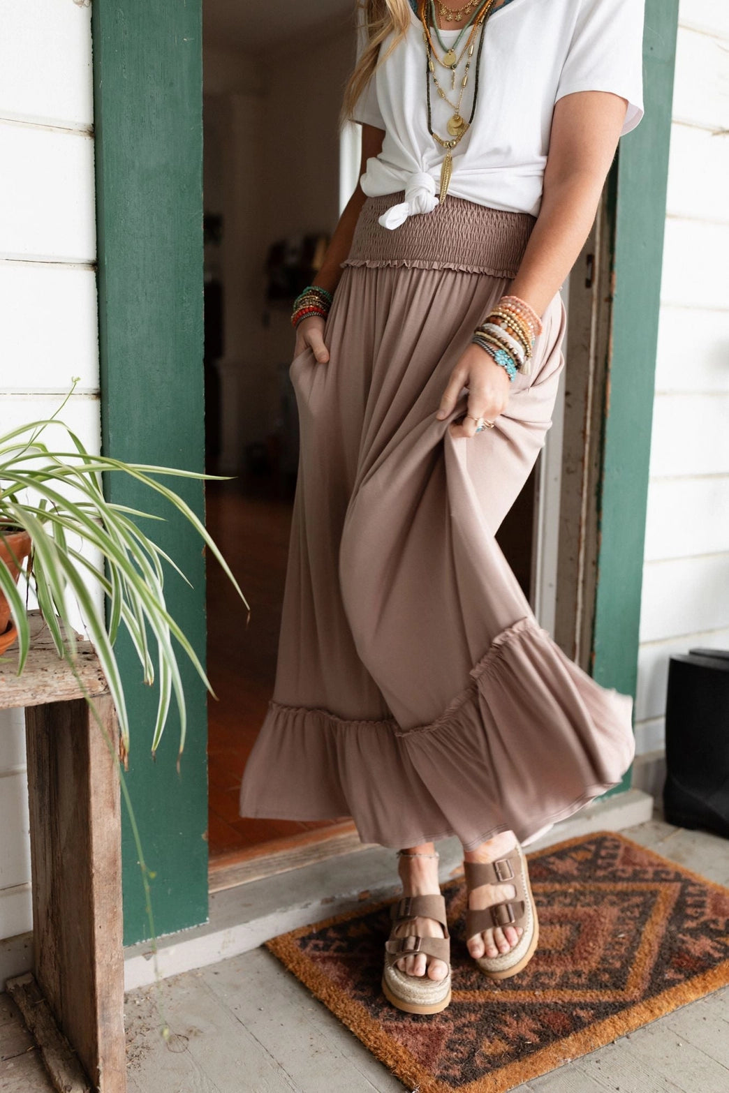 Rustic Romance Smocked Maxi Skirt