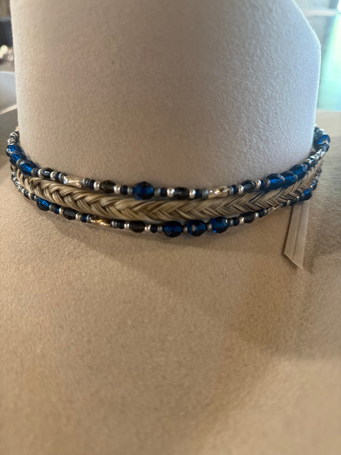 Blue Chambray Horse Hair Hat Band