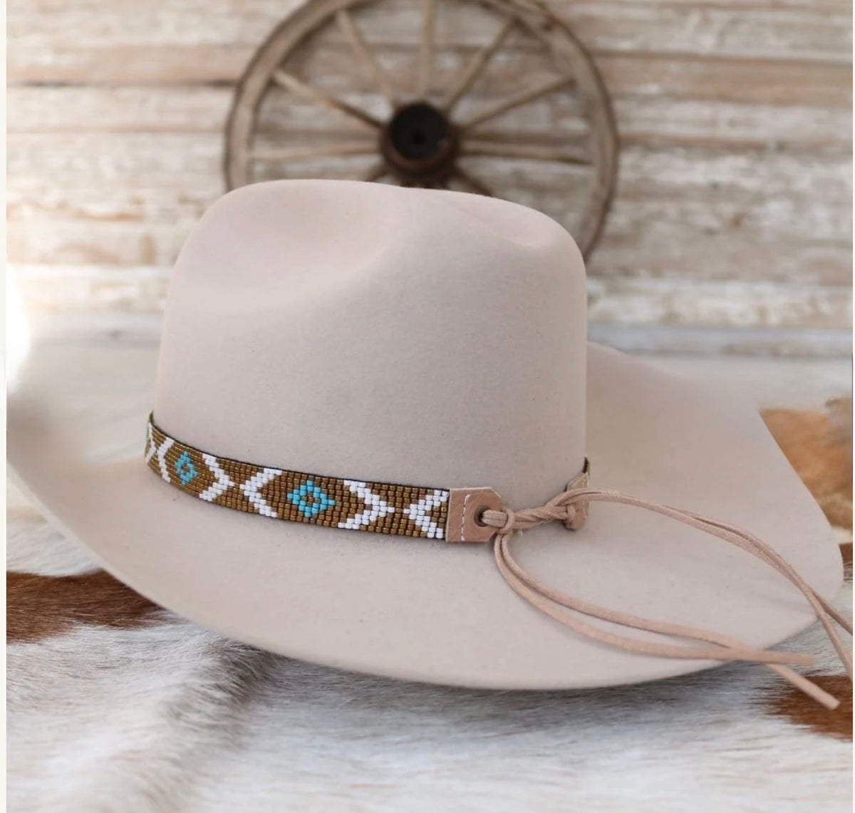 Bronze/Turquoise Beaded Hat Band