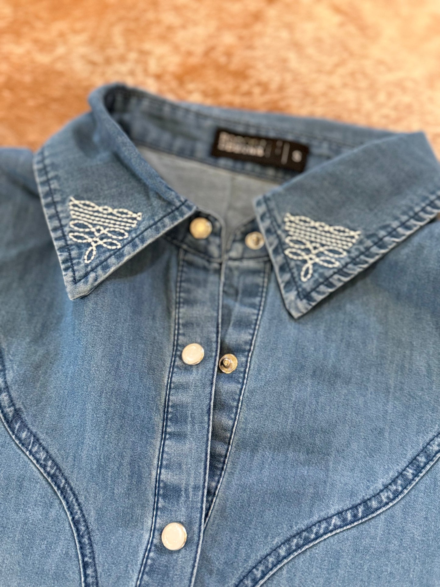Boot Stitch Denim Pearl Snap