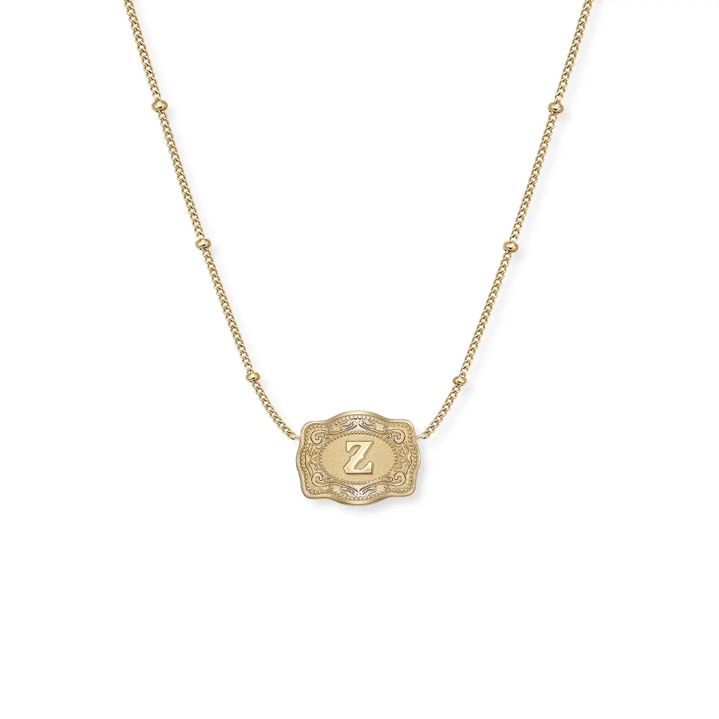 Gold Ultra Mini Belt Buckle Initial Necklace