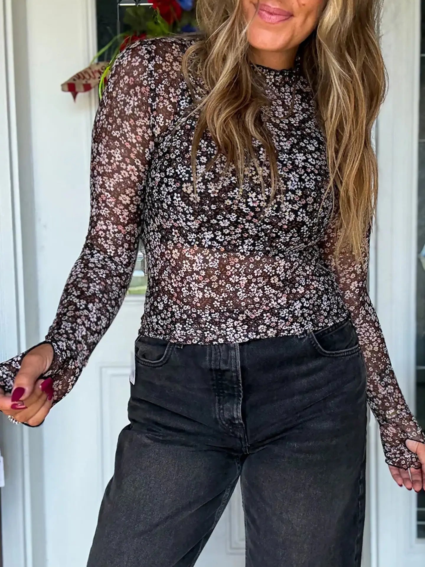 Ditsy Mesh Floral Top