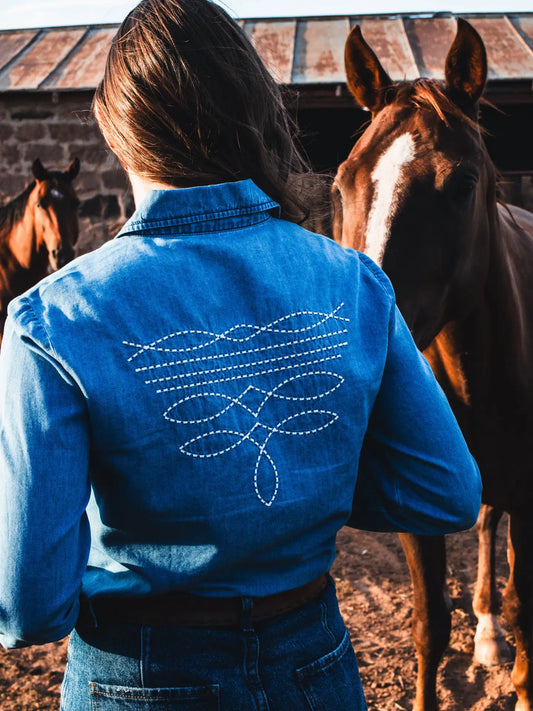 Boot Stitch Denim Pearl Snap