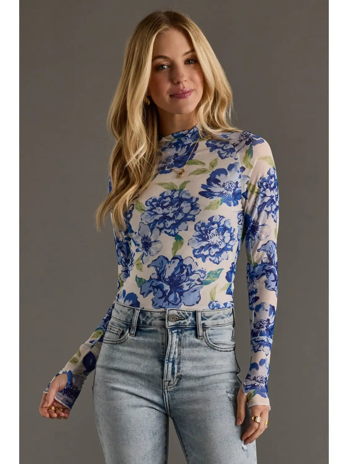 Cobalt Bloom Mesh Top