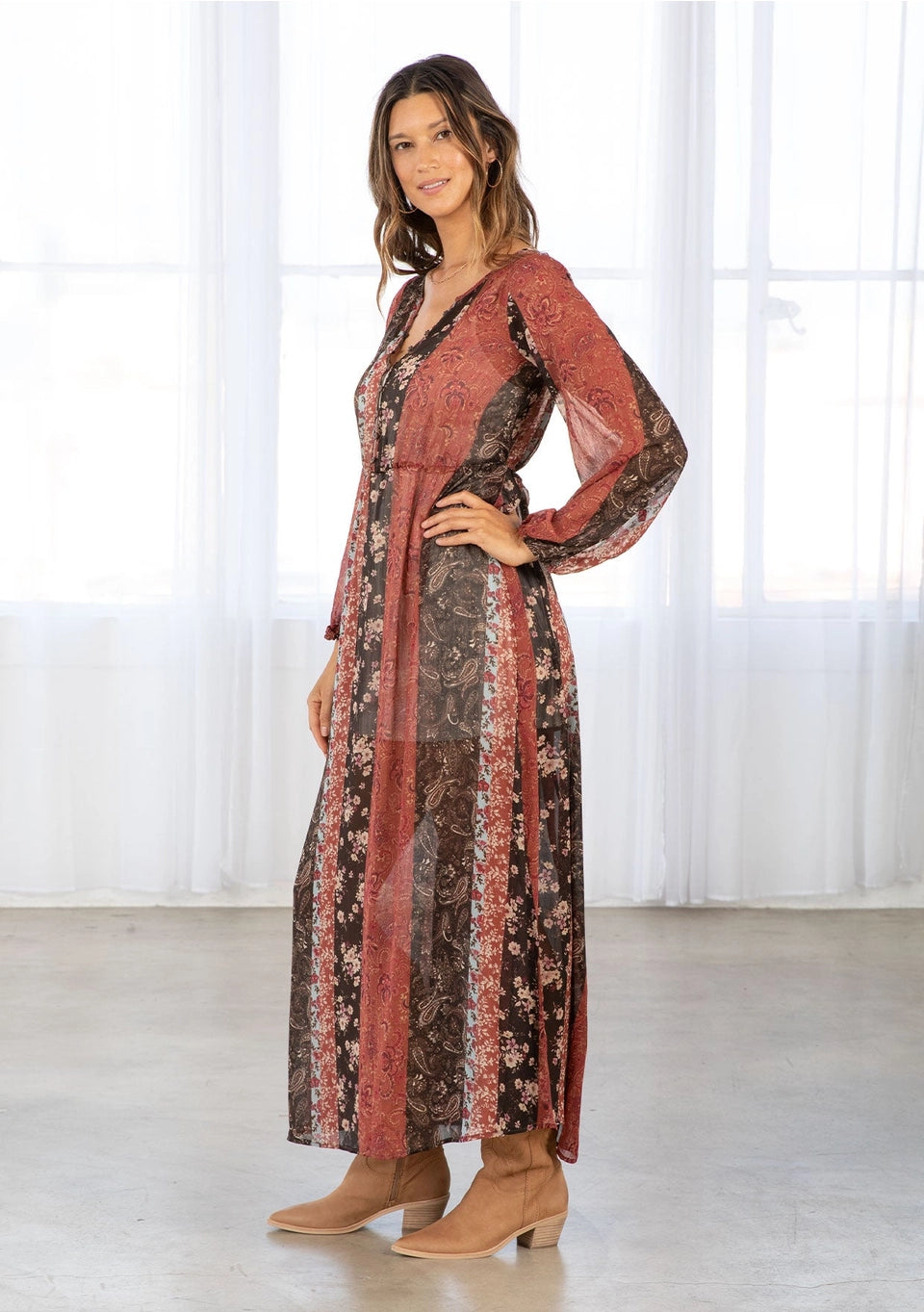Red Rock Bloom Sheer Dress