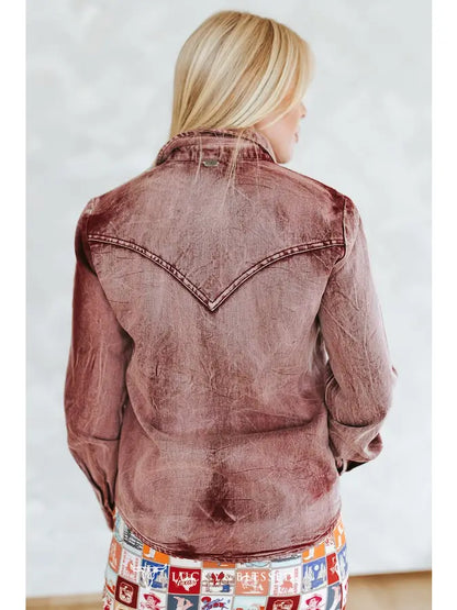 Burgundy Washed Concho Button Down