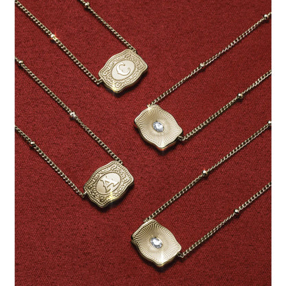 Gold Ultra Mini Belt Buckle Initial Necklace