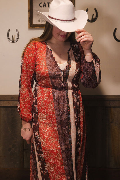 Red Rock Bloom Sheer Dress