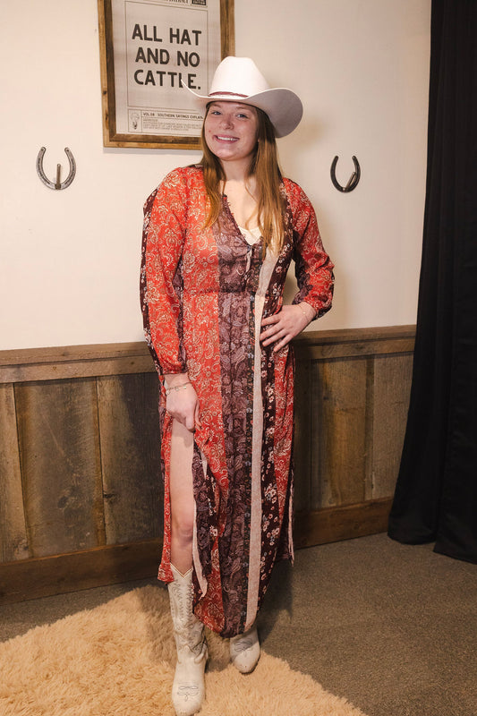 Red Rock Bloom Sheer Dress