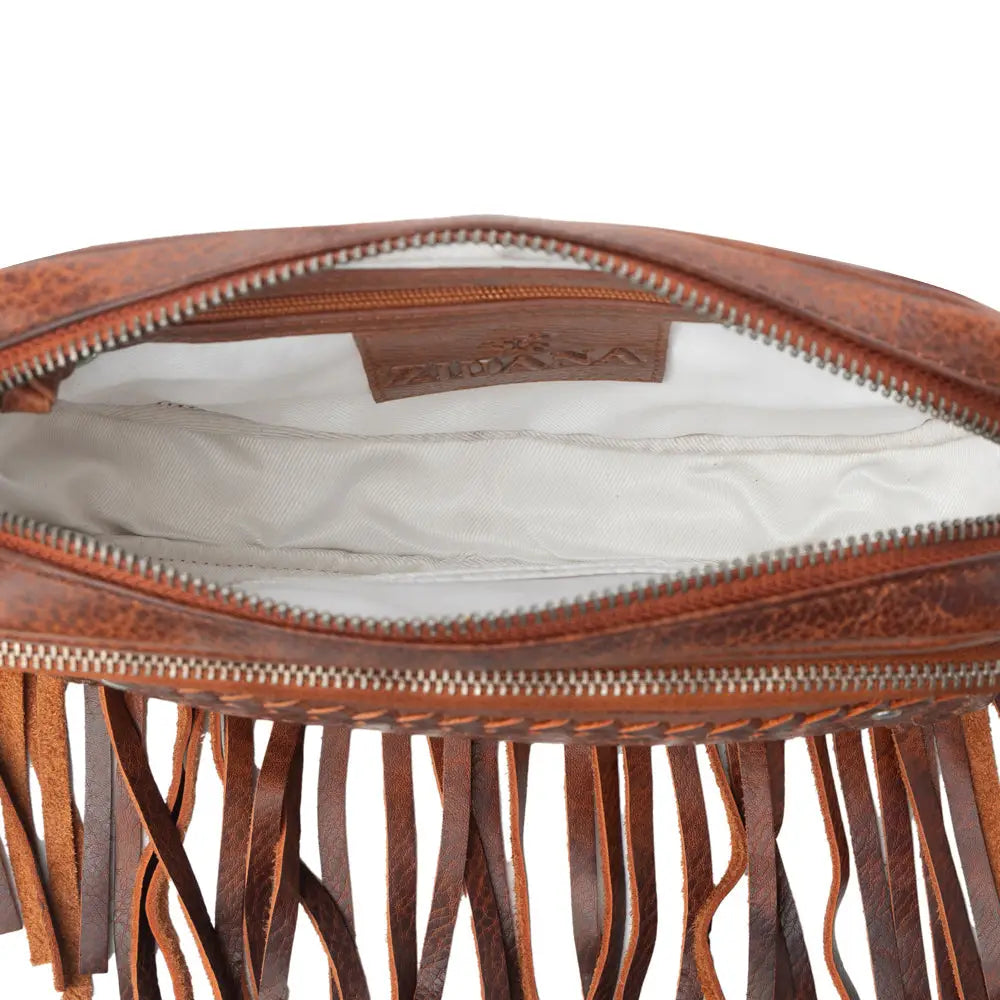 Zidana Stormy Trails Fringed Vegan Tanned Bag