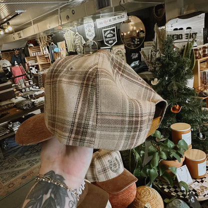 Horseshoe Plaid Corduroy Trucker Hat