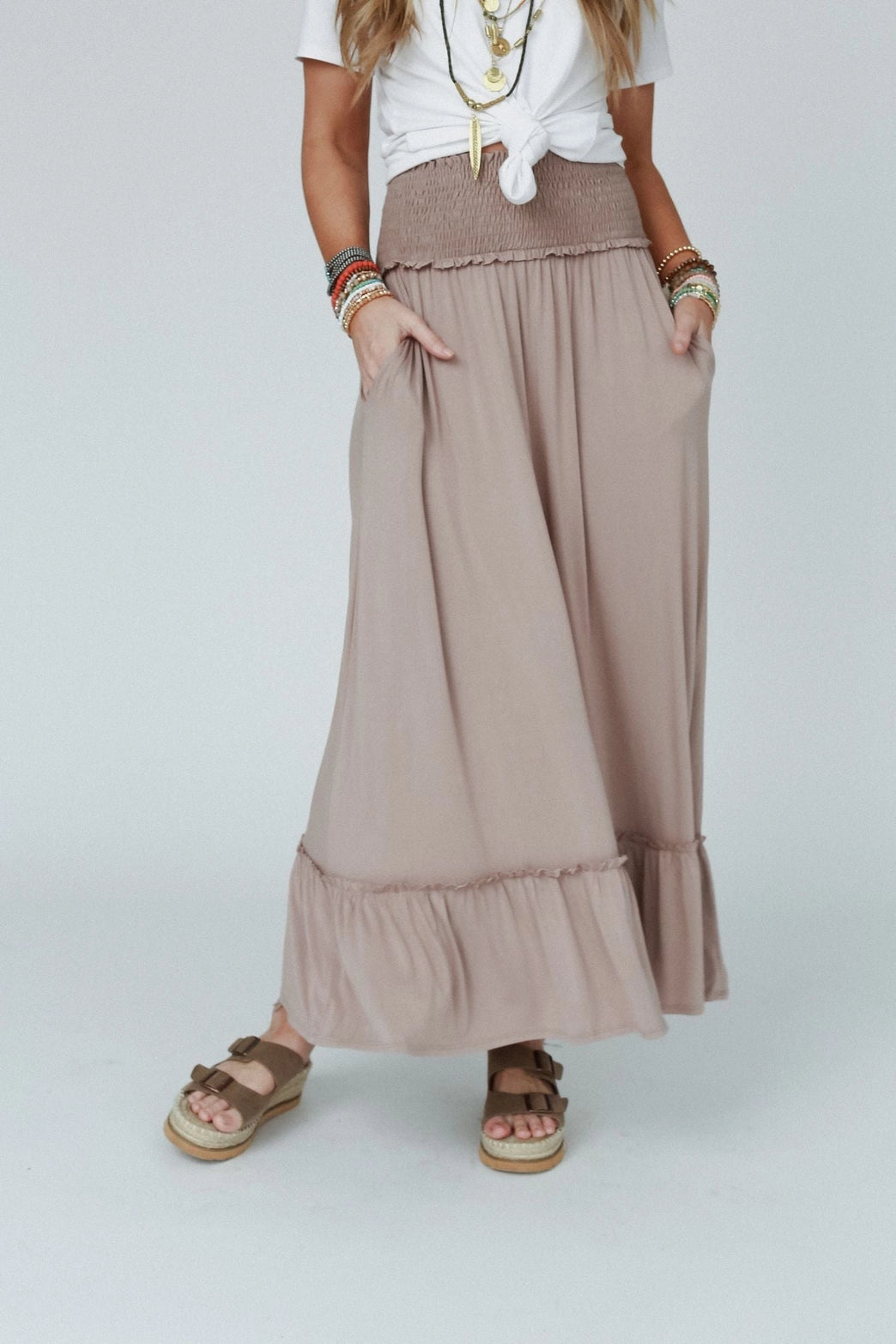 Rustic Romance Smocked Maxi Skirt