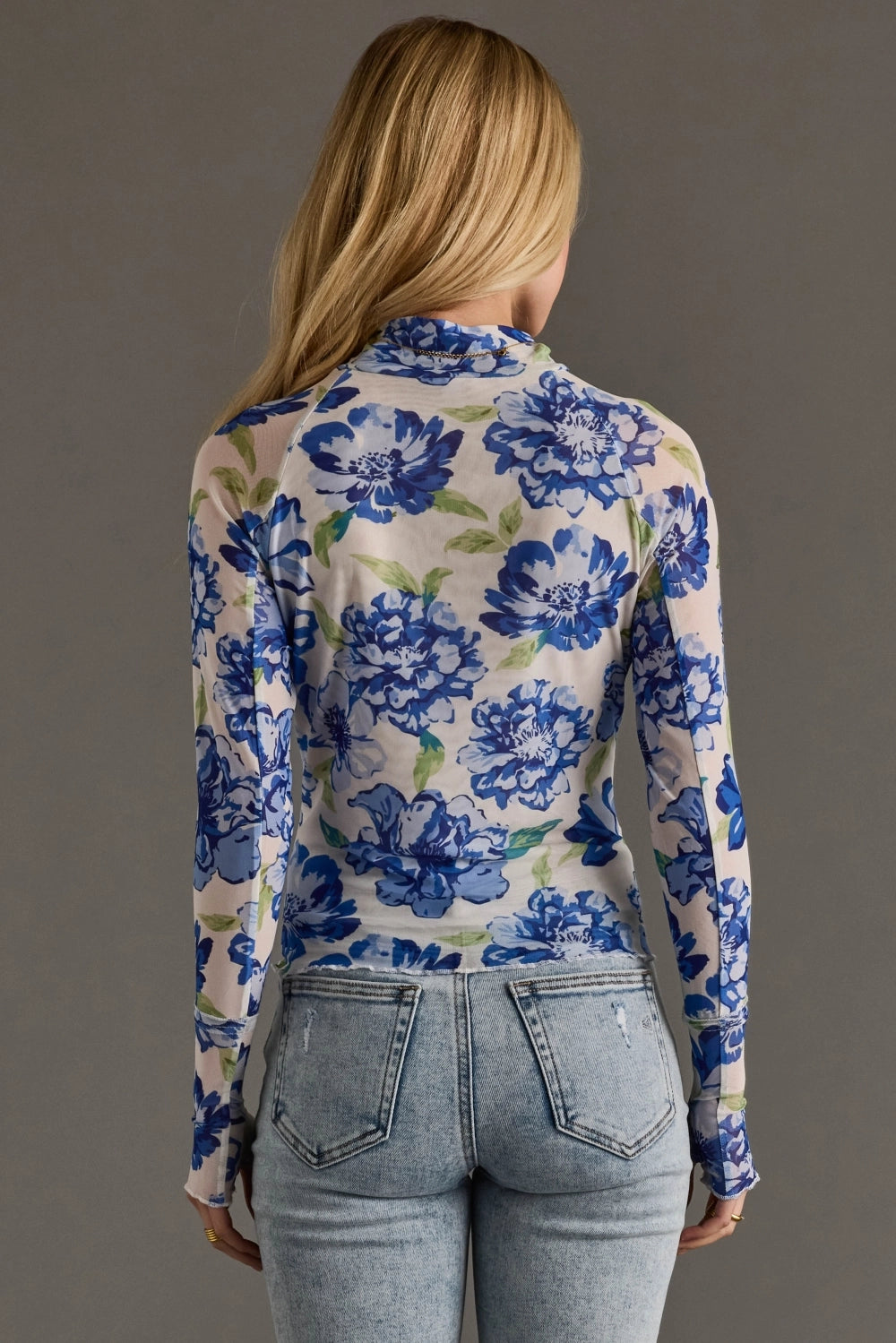 Cobalt Bloom Mesh Top