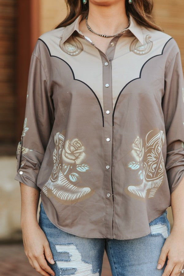 The Jamie Printed Pearl Snap