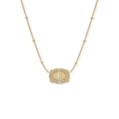 Gold Ultra Mini Belt Buckle Initial Necklace
