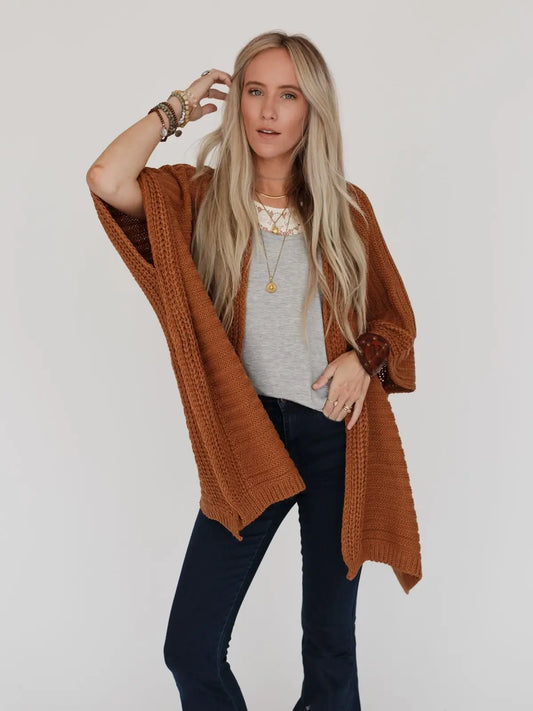 So Deserving Knit Ruana - Camel