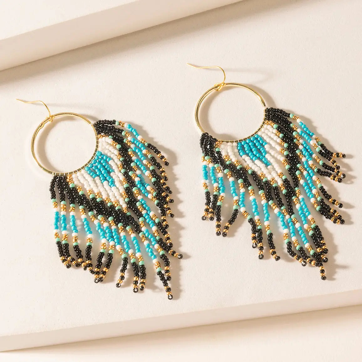 Blue Flare Fringe Earrings
