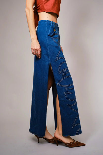 Westbound Stitch Denim Skirt