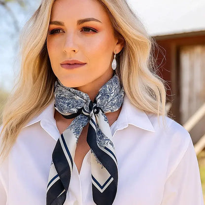 Blue & Cream Paisley Wild Rag