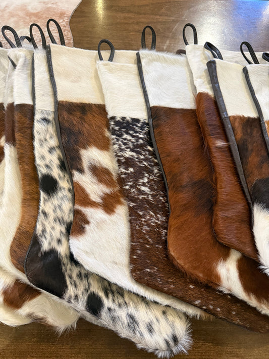 Handmade Cowhide Christmas Stockings!