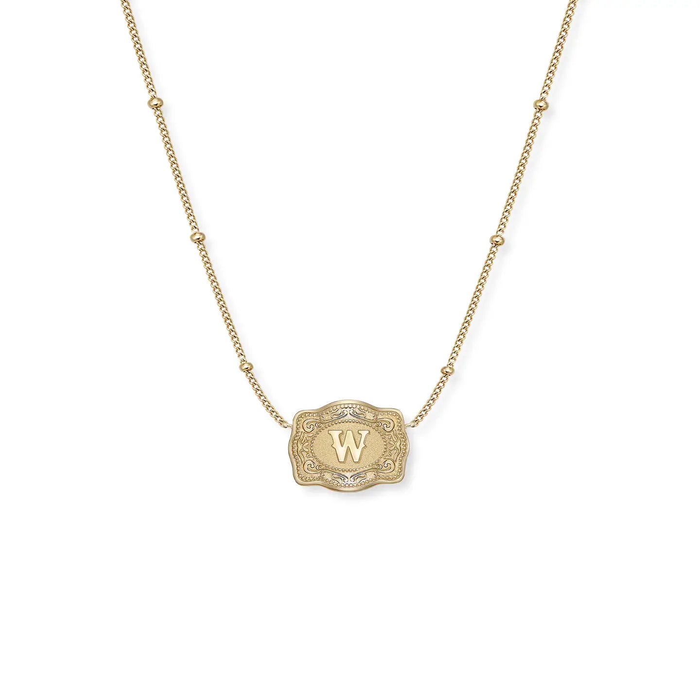 Gold Ultra Mini Belt Buckle Initial Necklace