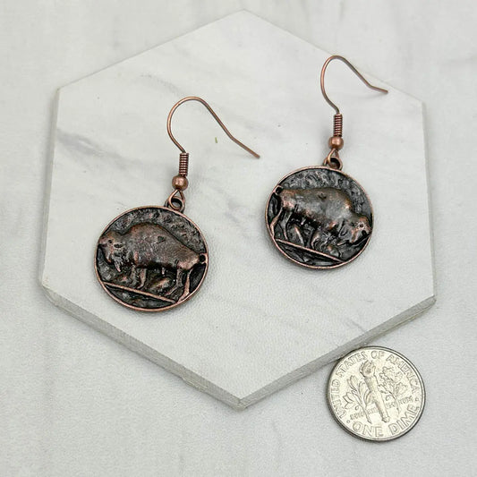 Copper Buffalo Earrings