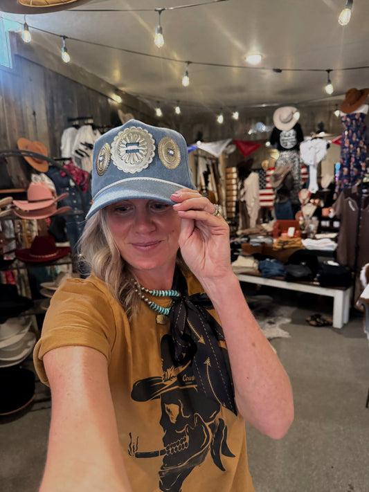 Denim Concho Trucker Hat