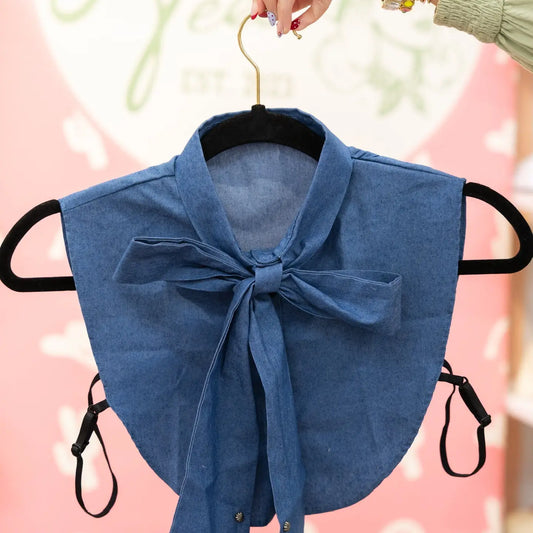 Denim Bow Collar