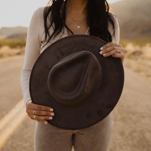 Molly Large Vegan Suede Fedora