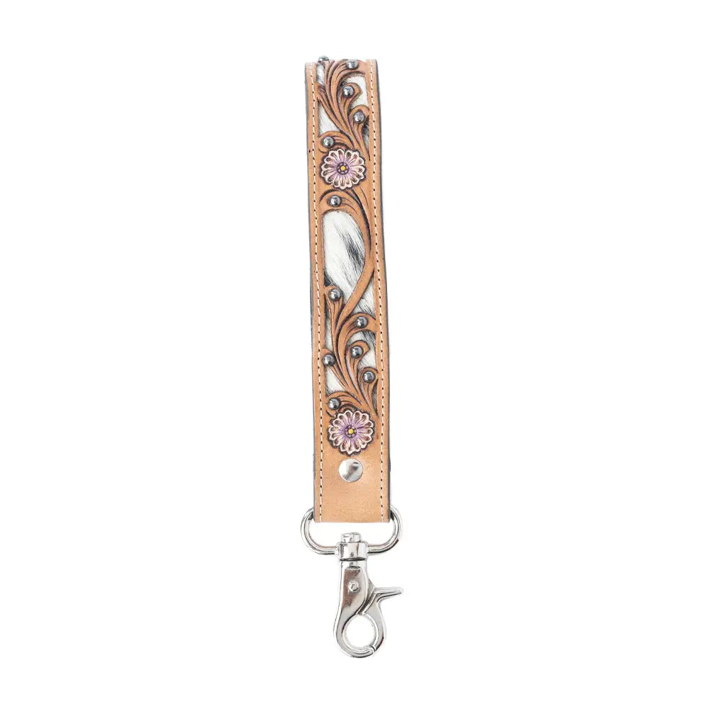 Pasture Petals Handtooled Keyfob