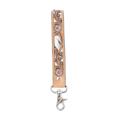 Pasture Petals Handtooled Keyfob