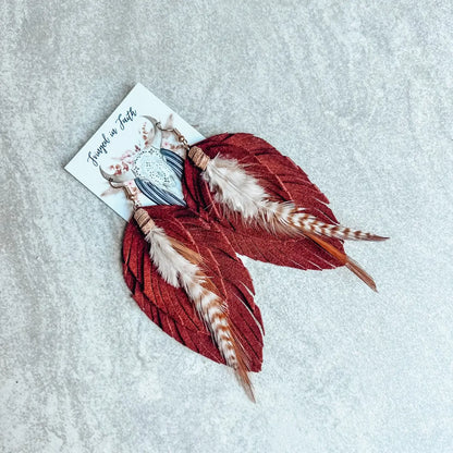 Ronan Fringe Feather Earrings / Rust