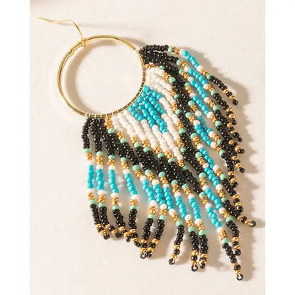 Blue Flare Fringe Earrings