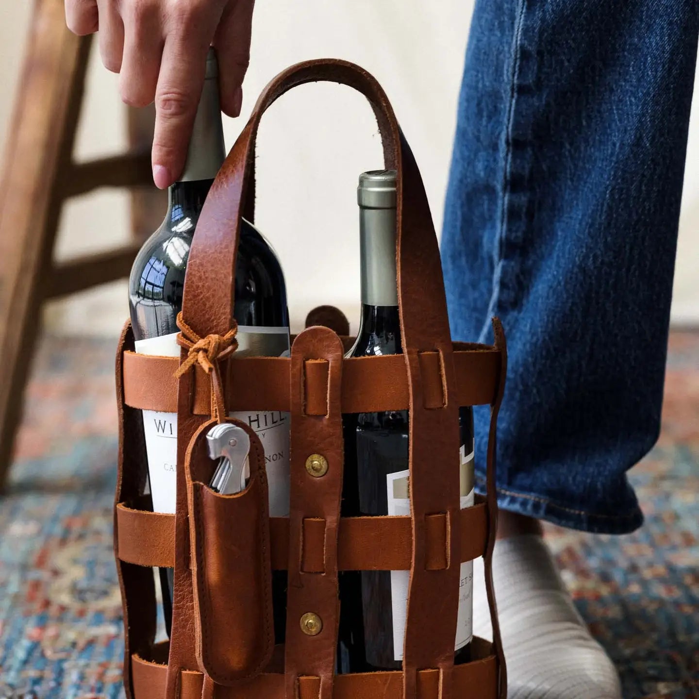 Wine Lover Tote - Leather