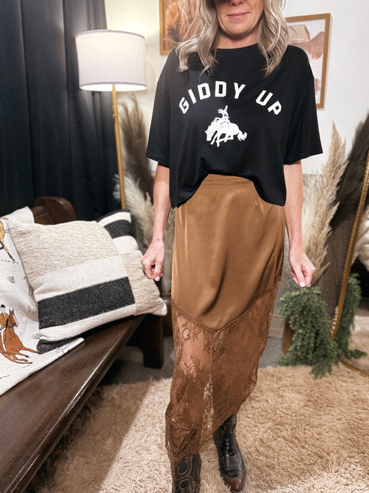 Whiskey Lace Midi Skirt