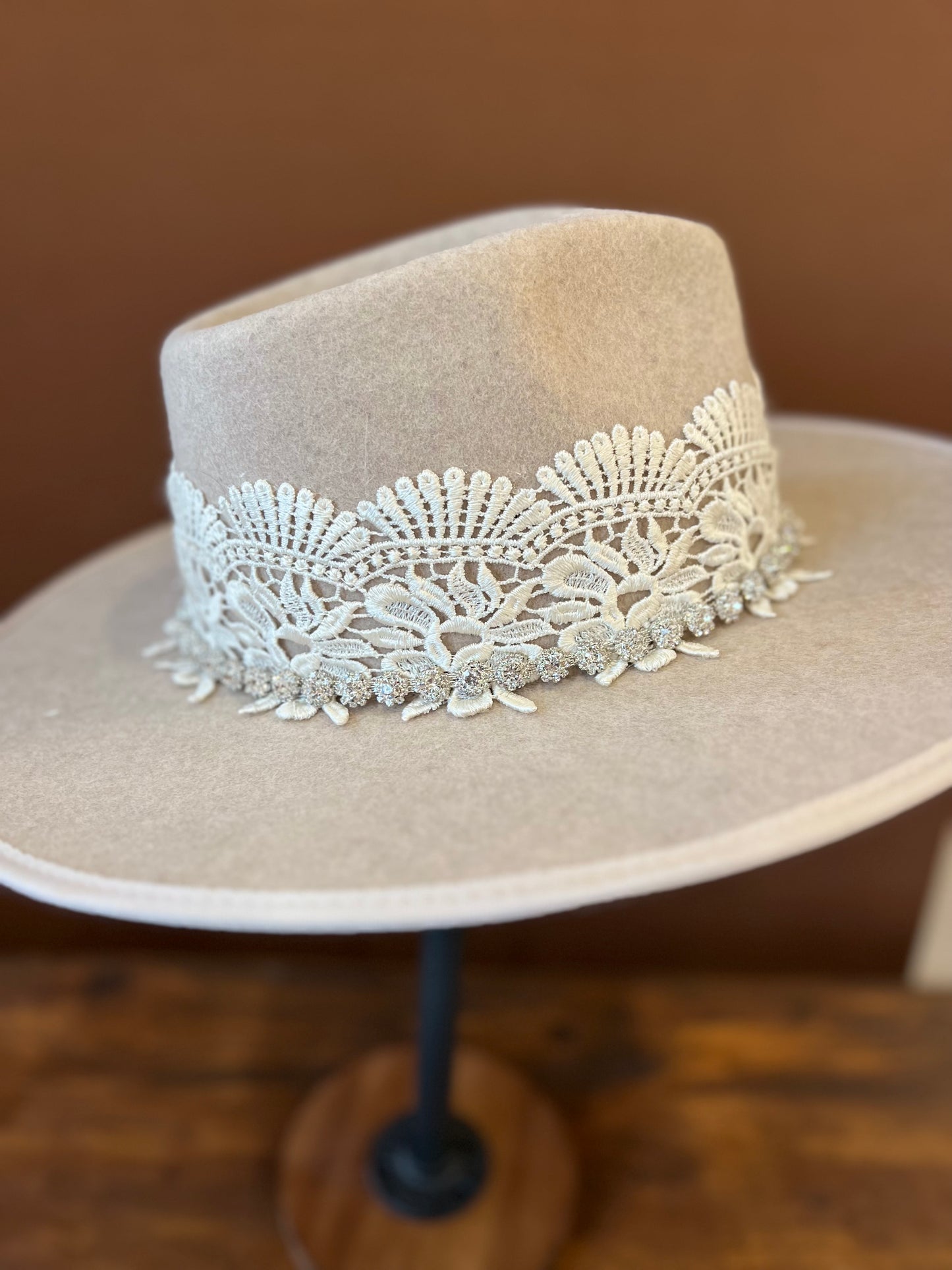 Rhinestones and Lace Bridal Hat