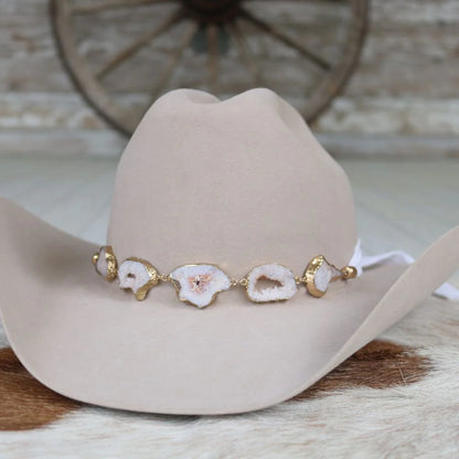 Savannah - White Geode Slice Hat Band