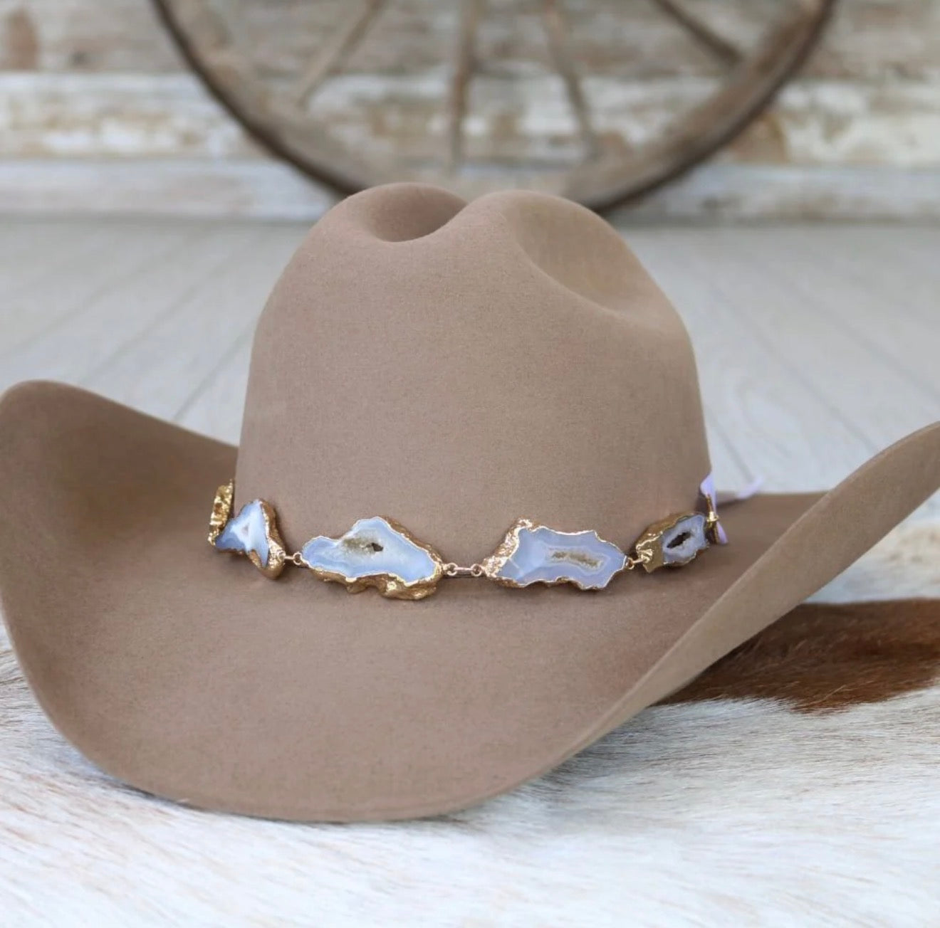 Savannah - White Geode Slice Hat Band