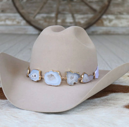 Savannah - White Geode Slice Hat Band