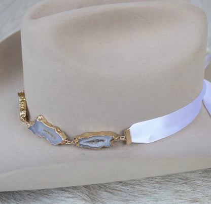 Savannah - White Geode Slice Hat Band