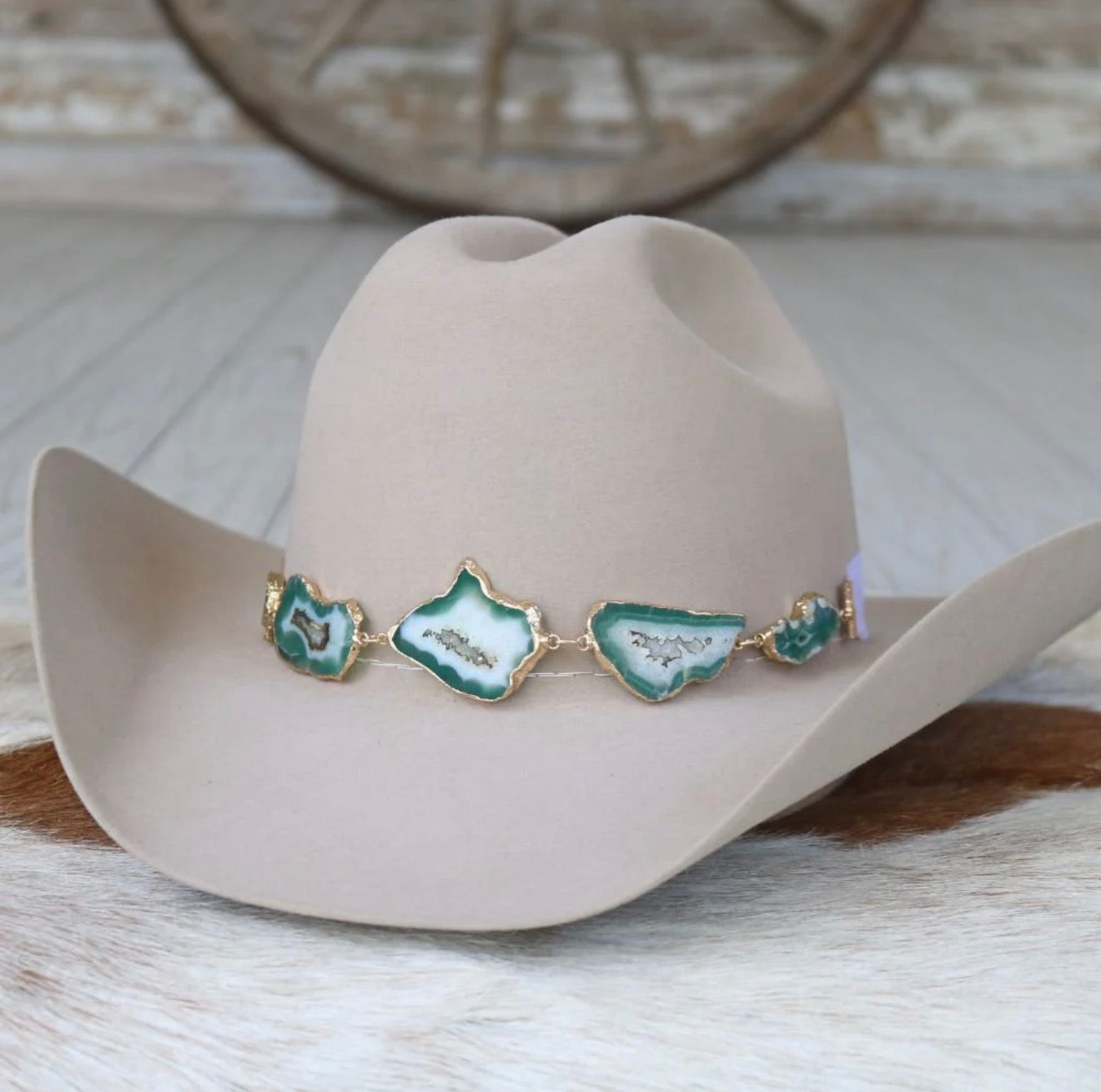 Ramona Geode Slice Green Band