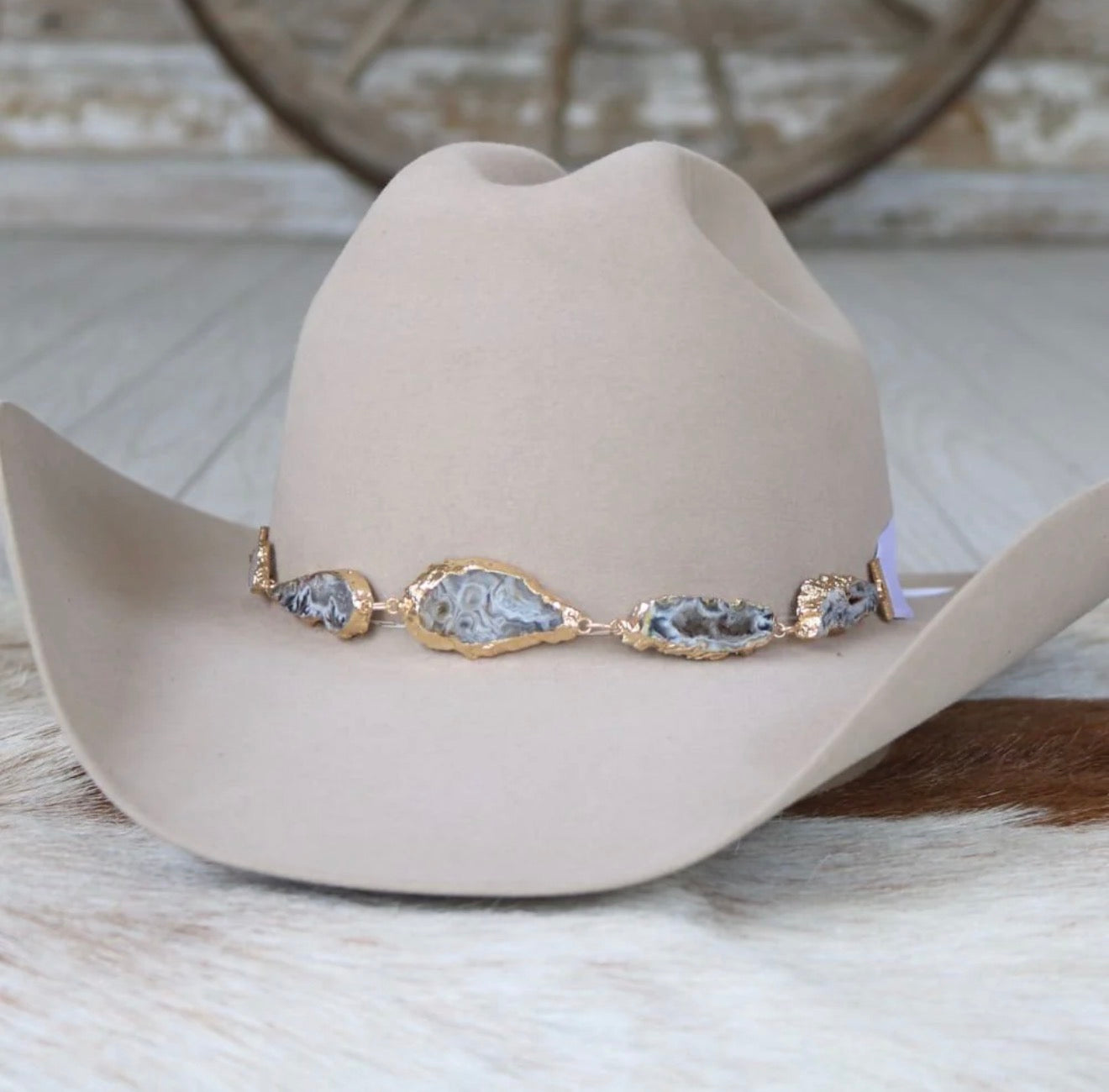 Shiloh Beige Geode Hat Band