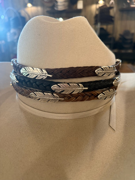 Silver Feather Horse Hair Hat Band