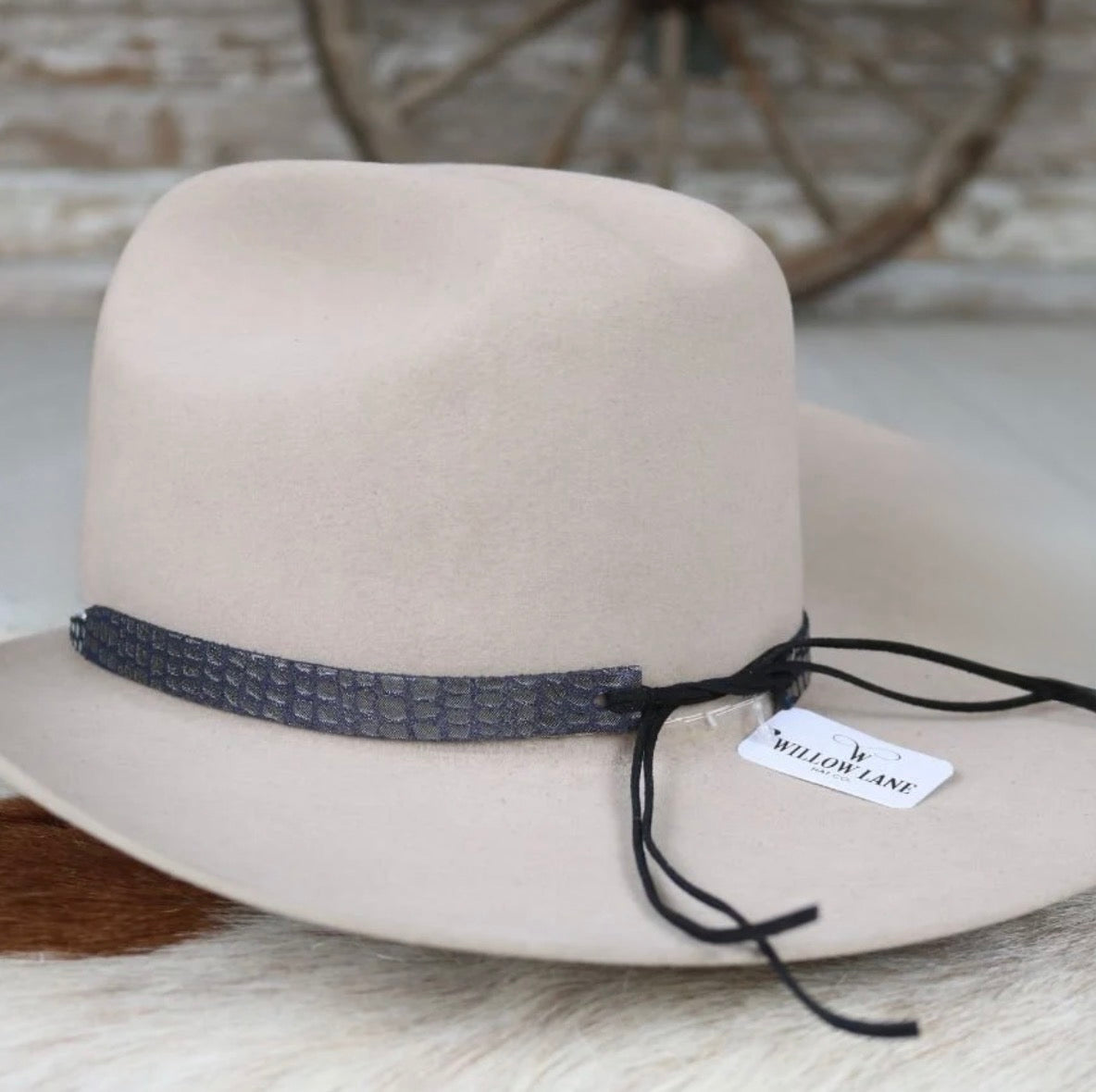 Leather Croc Hat Band - Slate