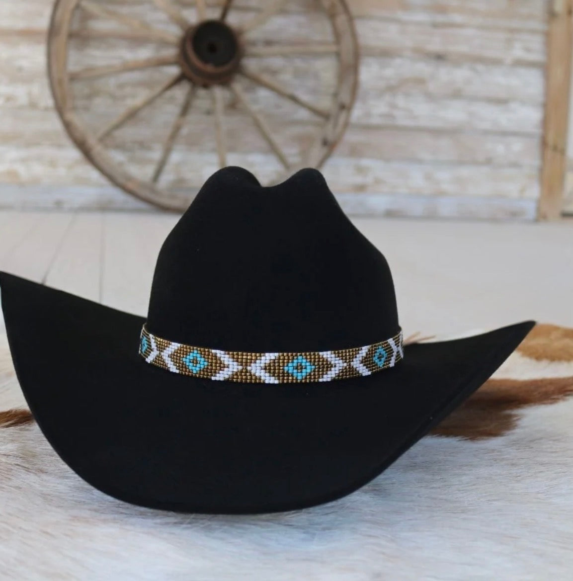 Bronze/Turquoise Beaded Hat Band