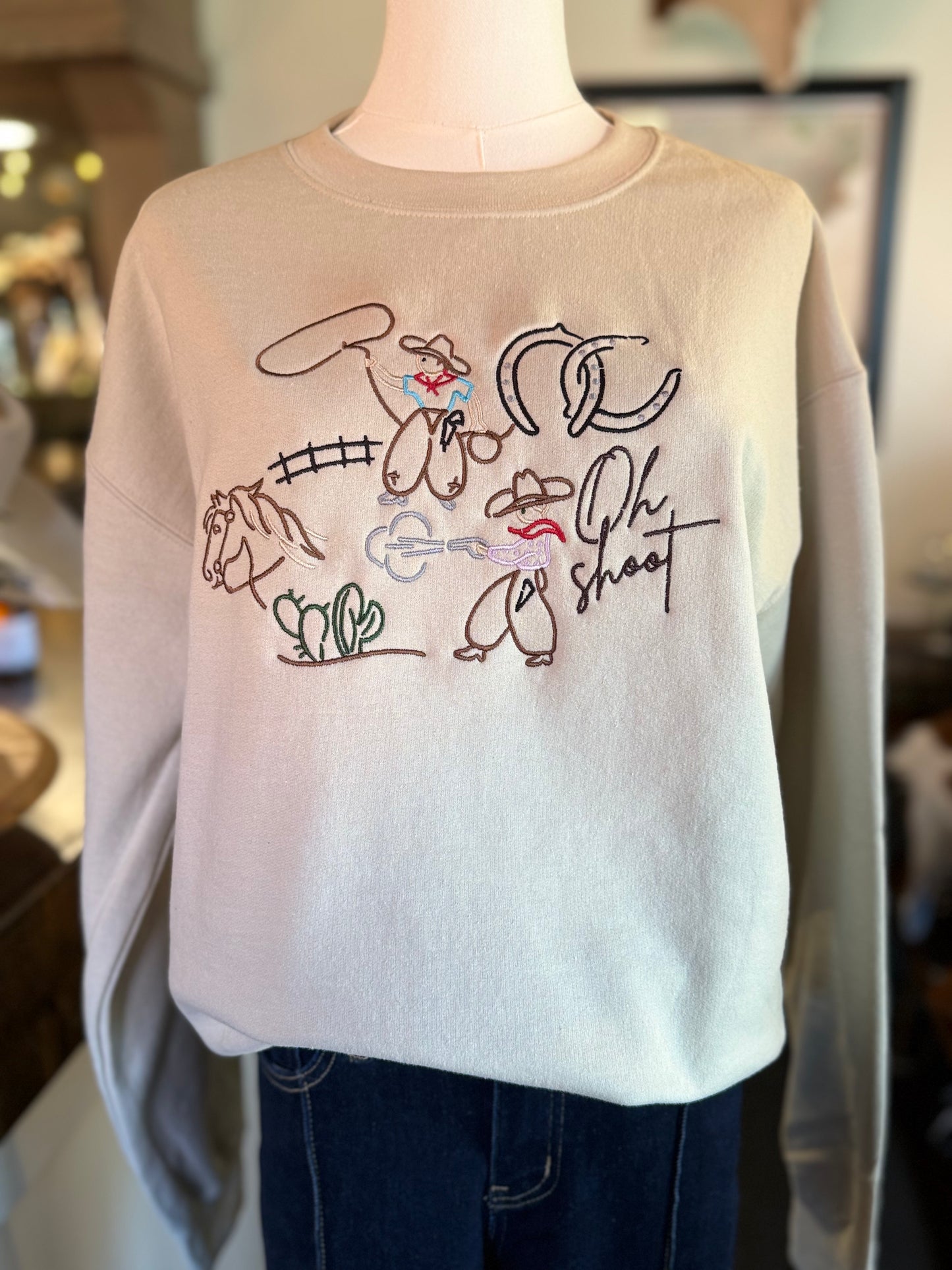 Oh Shoot Embroidered Crewneck