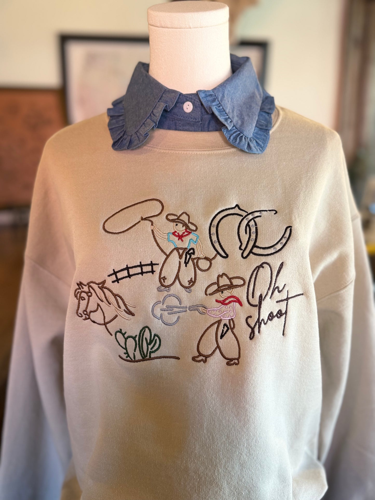 Oh Shoot Embroidered Crewneck